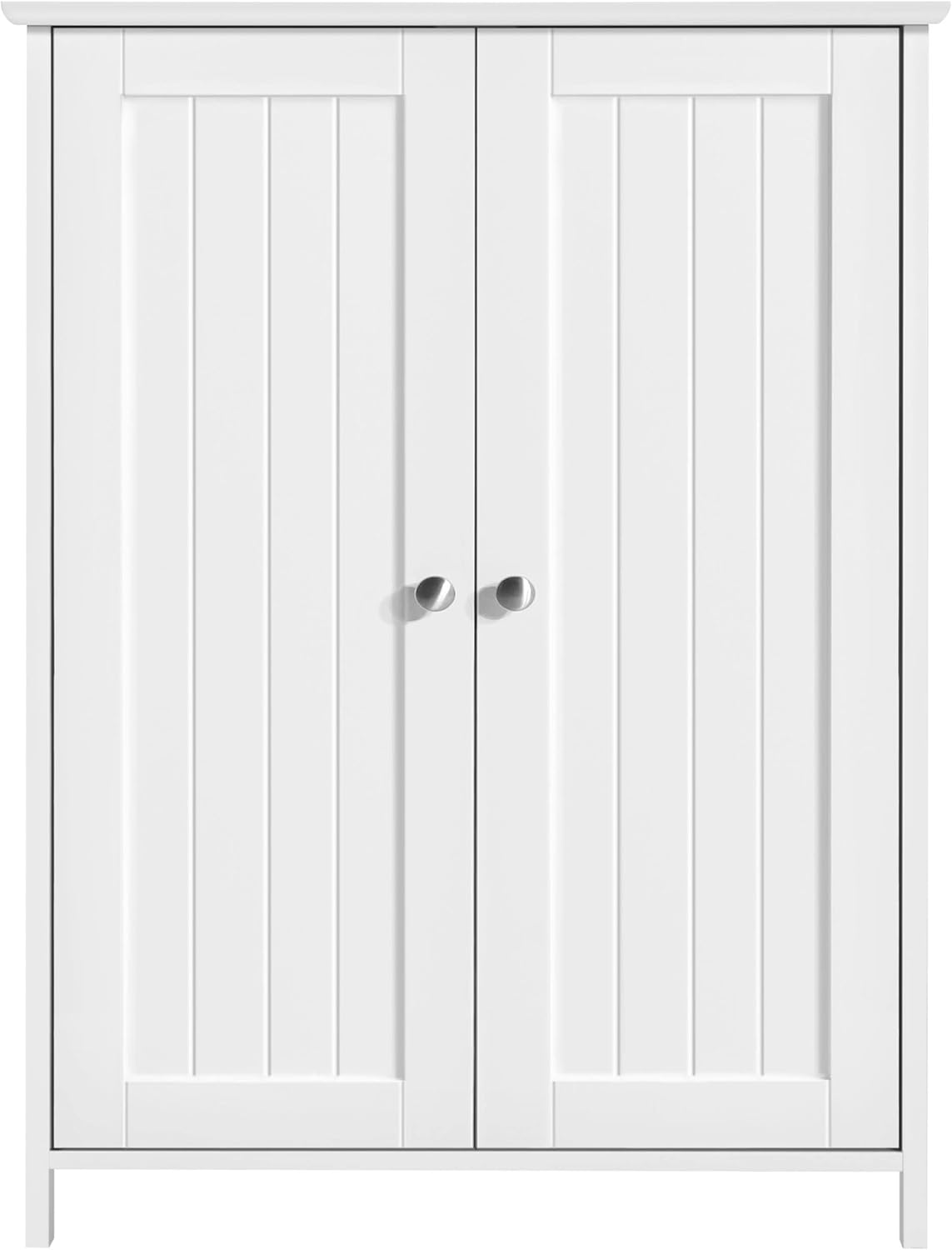 Bathroom Floor Storage Cabinet with Double Door & Adjustable Shelf, 23.6in L x 11.8in W x 31.7in H, White A831736