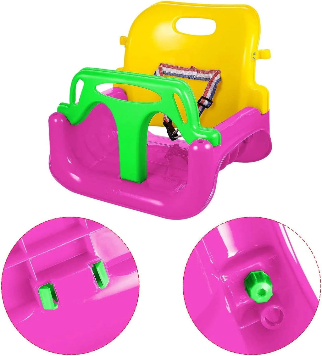 3-in-1 Kids Swing Seat with High Back and T-Bar Light Green X532182