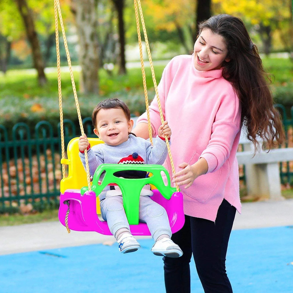 3-in-1 Kids Swing Seat with High Back and T-Bar Light Green X532182