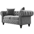 Velvet Rolled Arm Chesterfield Loveseat K9230