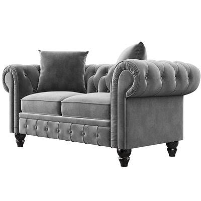Velvet Rolled Arm Chesterfield Loveseat K9230