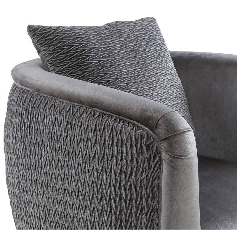 Blush Pink Velvet Barrel Accent Chair with Metal Legs G356