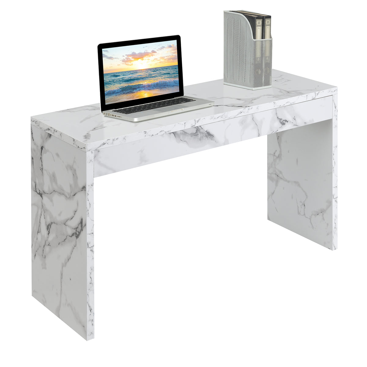 White Faux Marble Console Table/Desk C642929