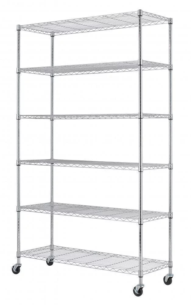 6-Shelf Freestanding Wire Shelf Unit Chrome R156