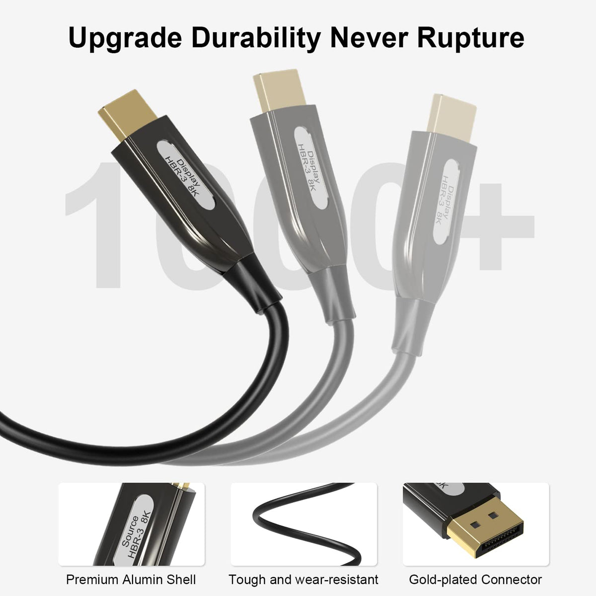 8K DisplayPort Fiber Optic Cable 100ft/30m, Braided N9609
