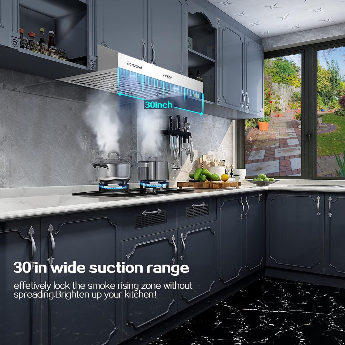 Stainless Steel Under Cabinet Range Hood 700CFM 3 Speed Fan LED Lights A11525