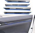 4pcs ABS Carbon Fiber Style Door Moulding Trims Cover For Honda Civic BLUE Pack of 2 M620