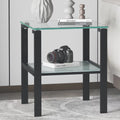 Black Glass Top Metal Frame End Table O7654