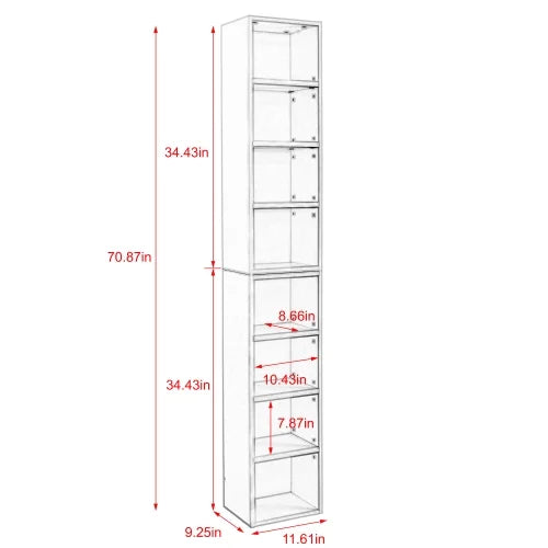 8-Tier Media Tower Storage Cabinet with Adjustable Shelves G3720