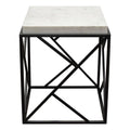 Square Accent Table with Grey Marble Top & Black Metal Base L114387