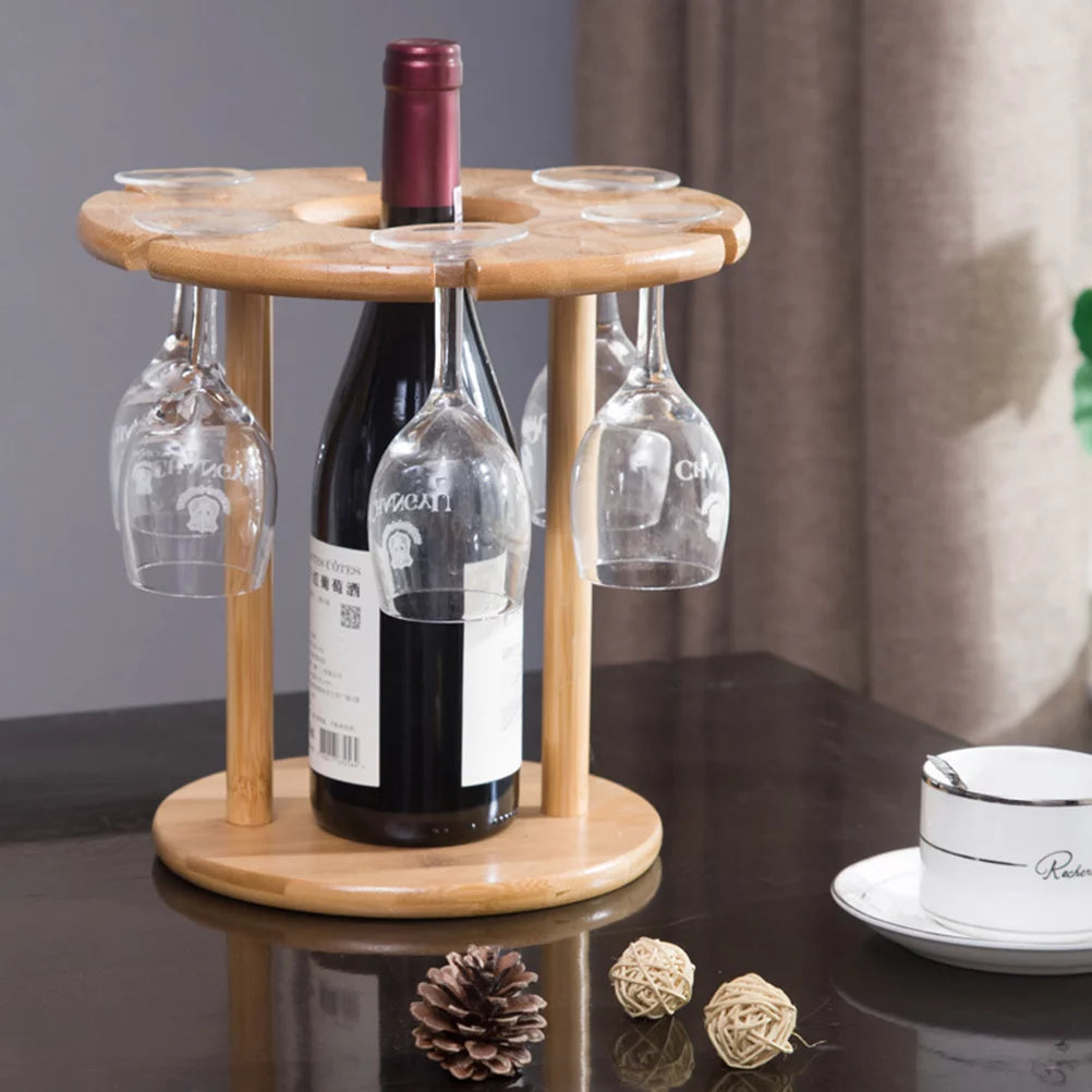 Solid Wooden Wine Glass Drying Rack 6 Holes Q699767