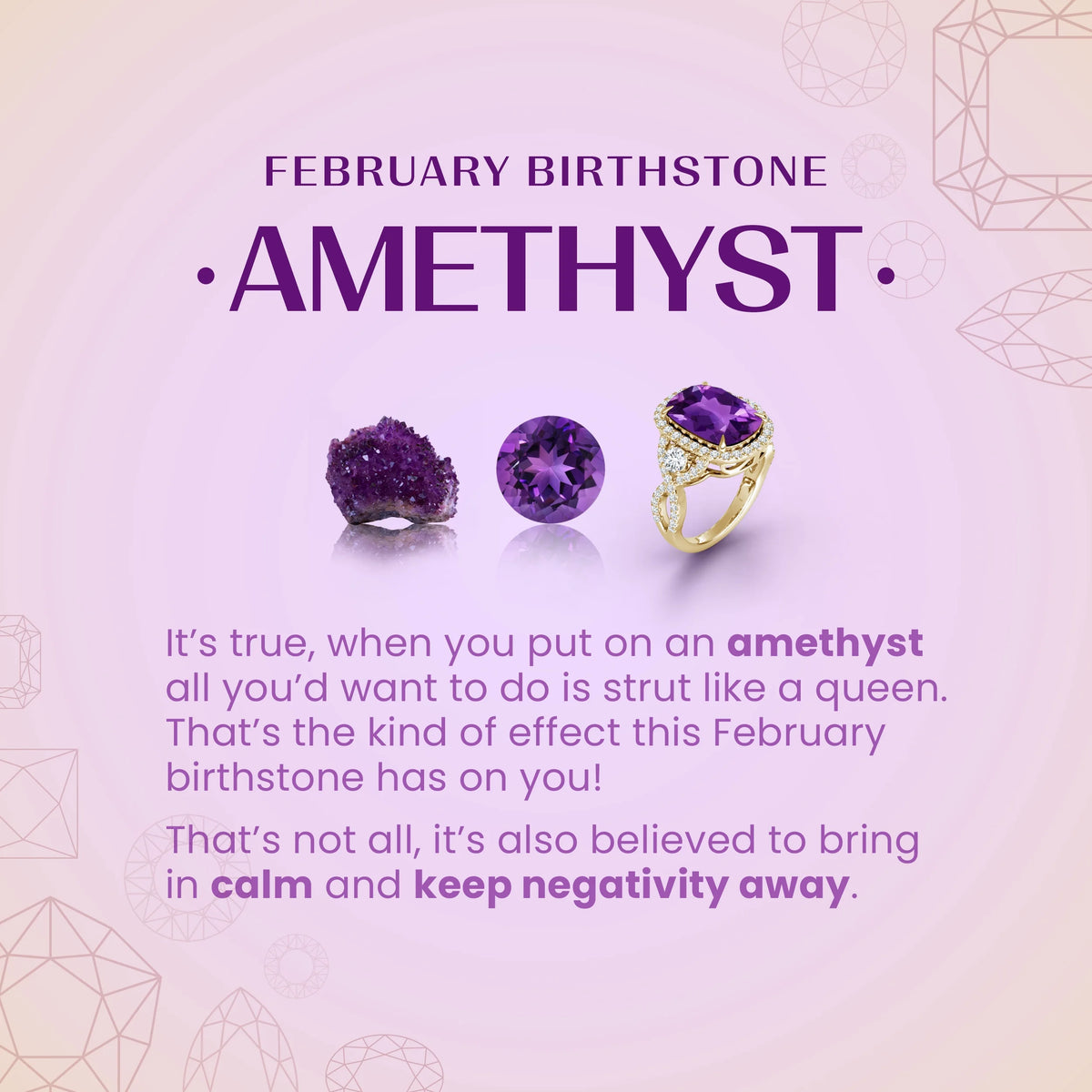 Amethyst Solitaire Engagement Ring in 14K Rose Gold M512