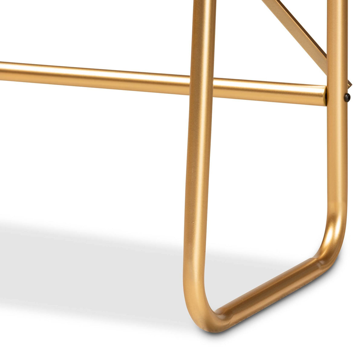 Brushed Gold Finished Metal and Natural Brown Finished Wood 2-Tier Over Bed Twin Size Storage I91843