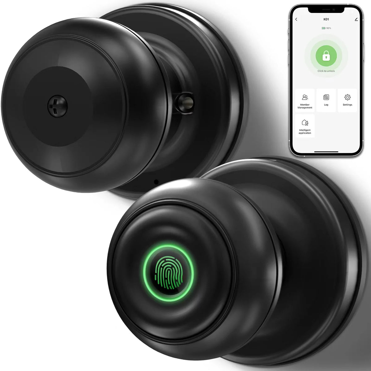 Smart Fingerprint Door Lock with App Control, Black E4302