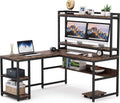 L-Shaped Desk with Hutch and Storage Shelves G19290