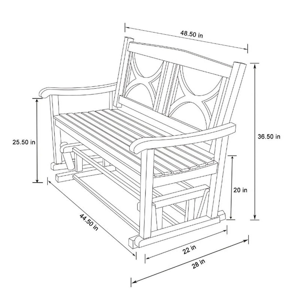 White Hardwood Patio Porch Glider Bench B899933