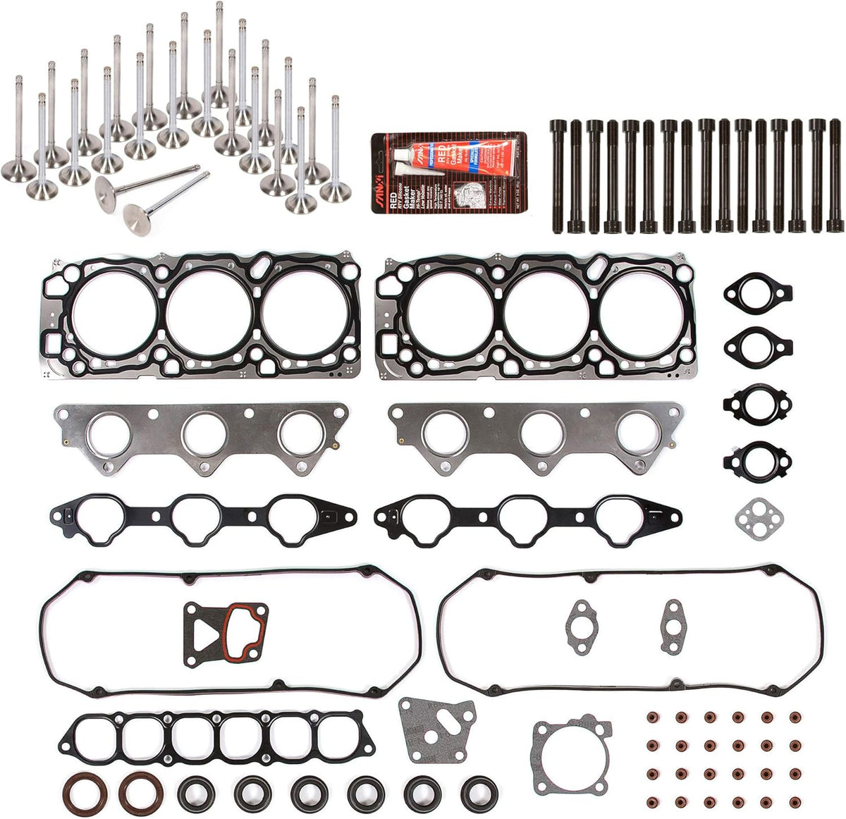 Head Gasket Set Intake Exhaust Valves for 3.5L SOHC 6G74 Q581