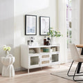 White Buffet Sideboard Cabinet with Acrylic Doors and Rattan Drawer U53350