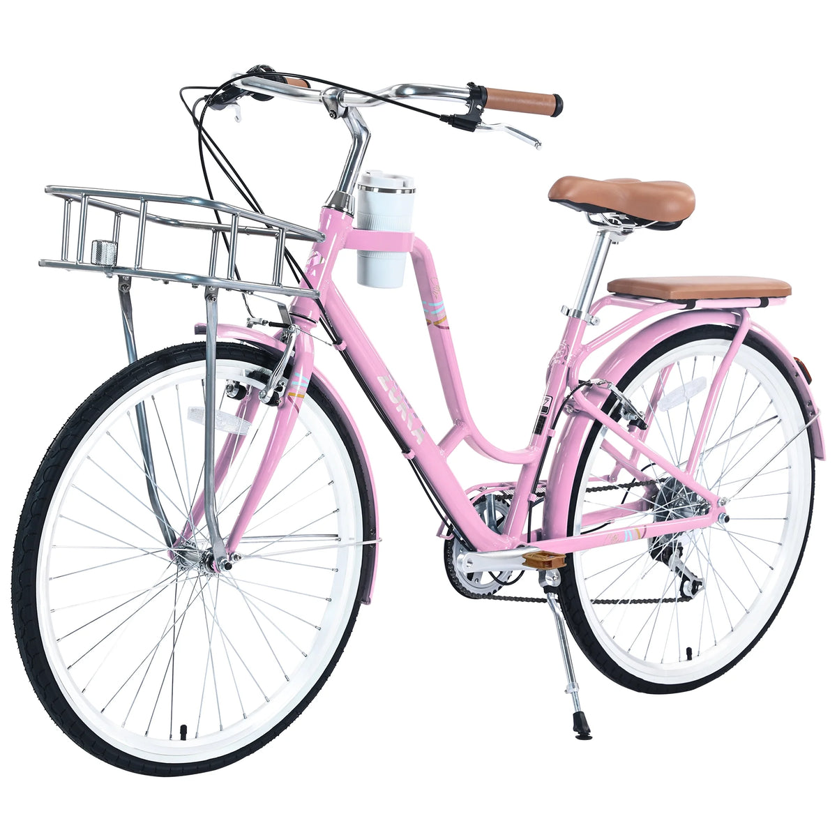 26 inch 7 Speed Pink Cruiser Bike F21444