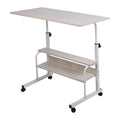 Height Adjustable Mobile Laptop Desk Cart with Lockable Wheels O95582