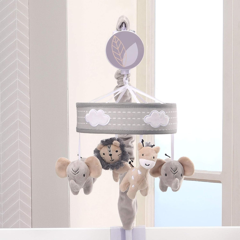 Jungle Safari Musical Baby Crib Mobile, Gray, Beige, White, Animals Pack of 2 Q39721