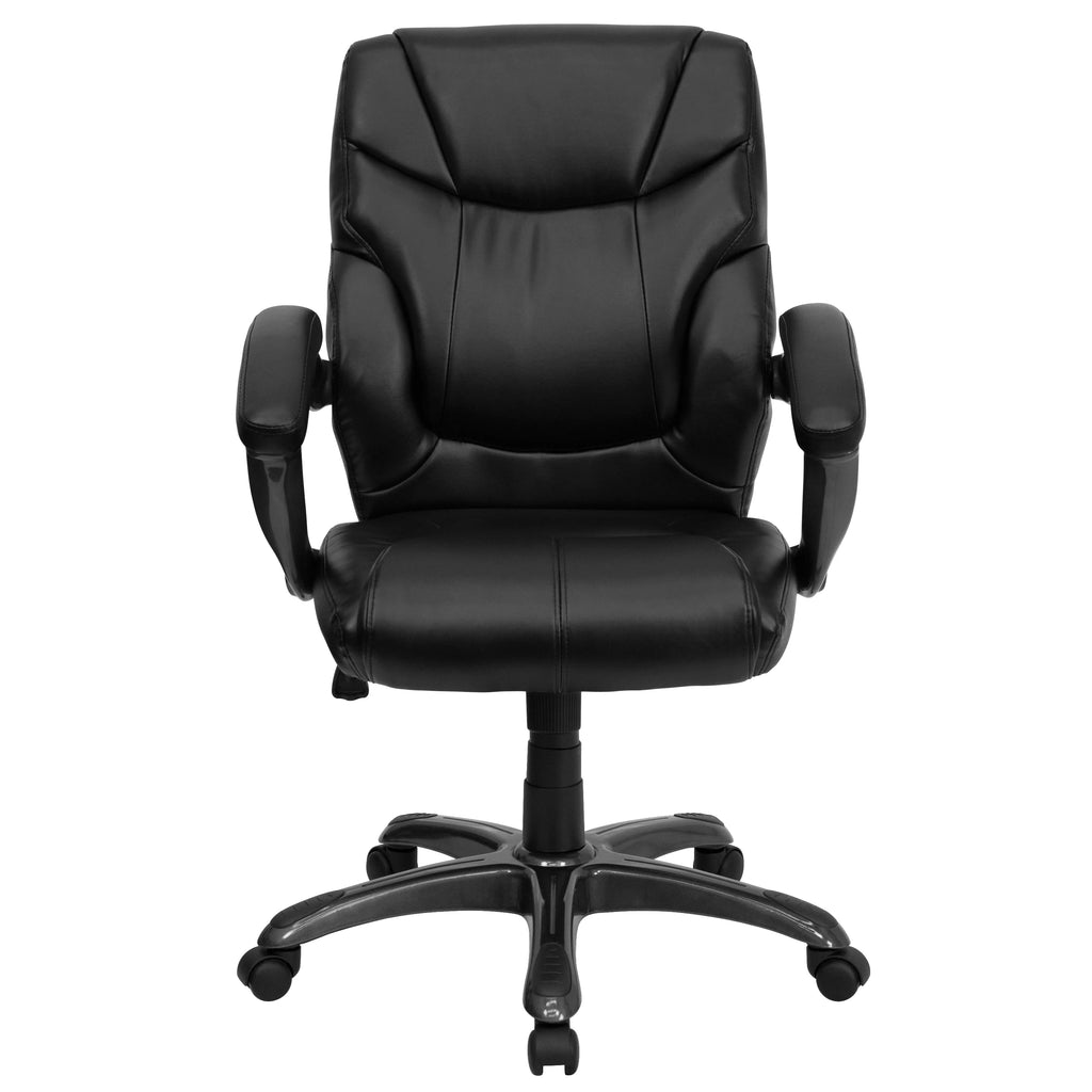 Black LeatherSoft Swivel Office Chair with Arms H272