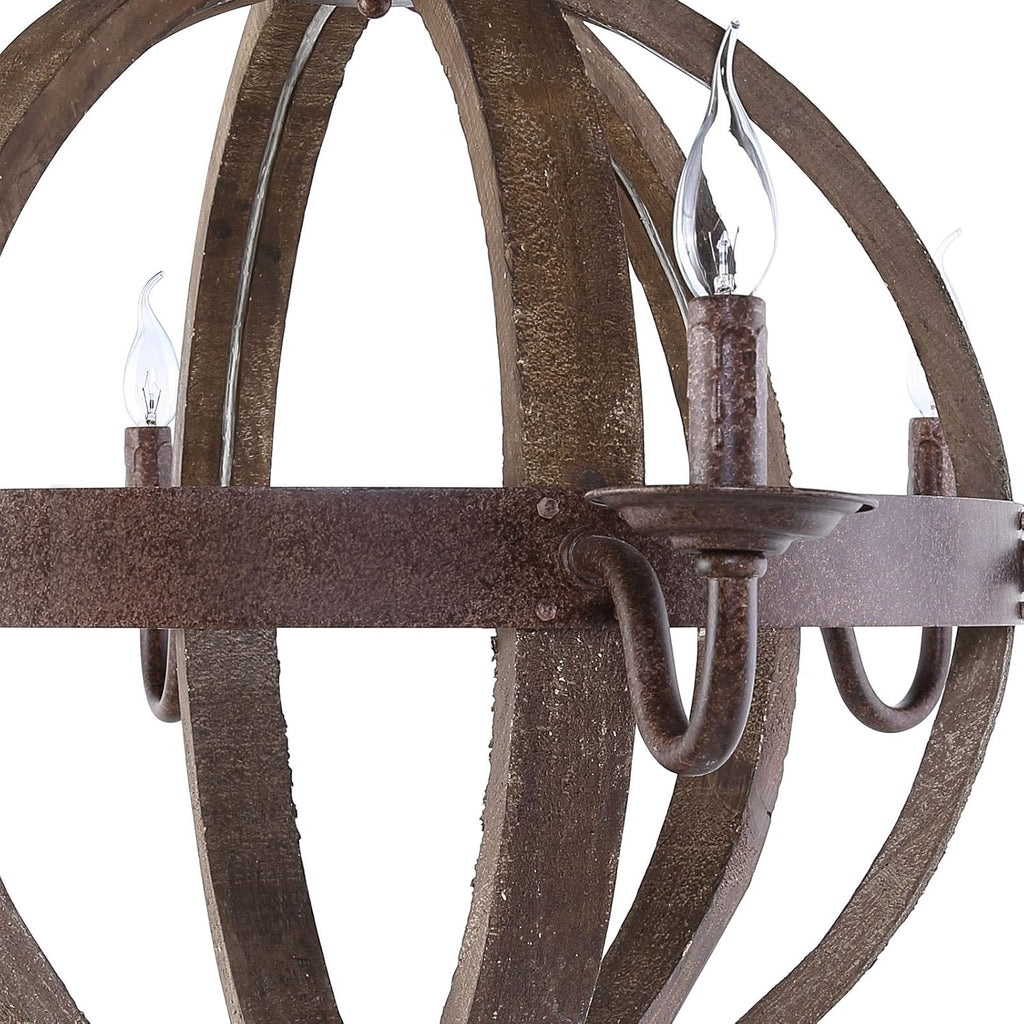 Antique Brass Wood Chandelier O959