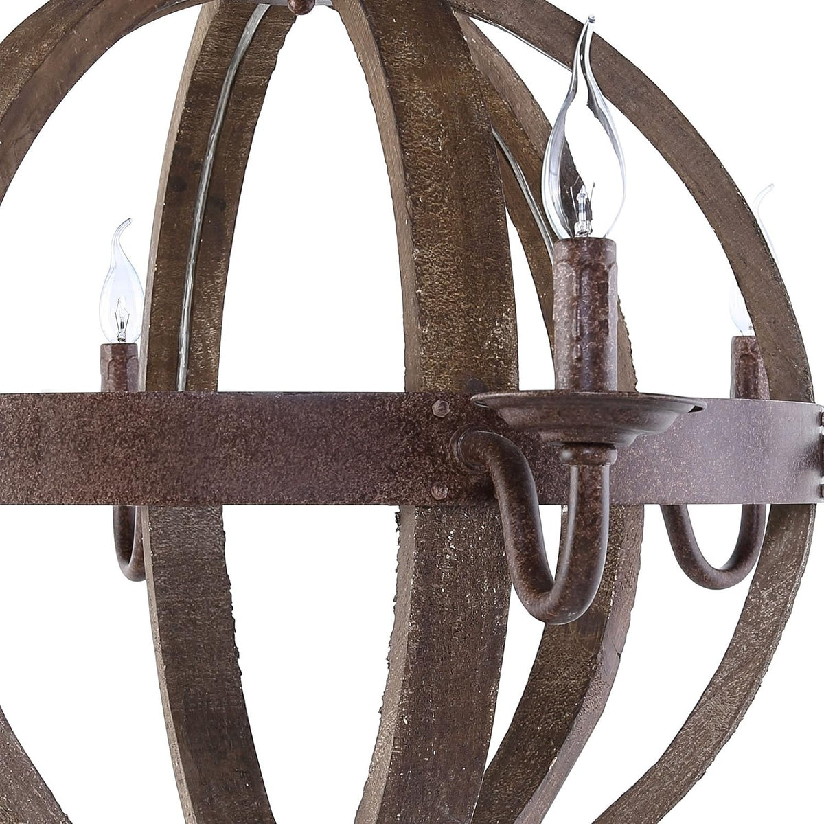 Antique Brass Wood Chandelier O959