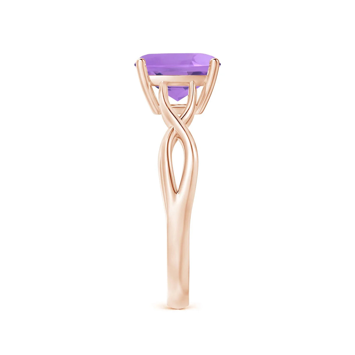 Amethyst Solitaire Engagement Ring in 14K Rose Gold M512