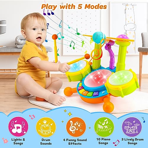 Kids Drum Set with Microphone V7059