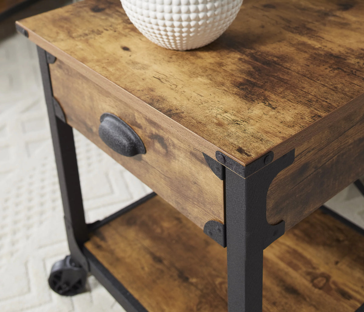 Rustic Country End Table Weathered Pine Finish Z1833