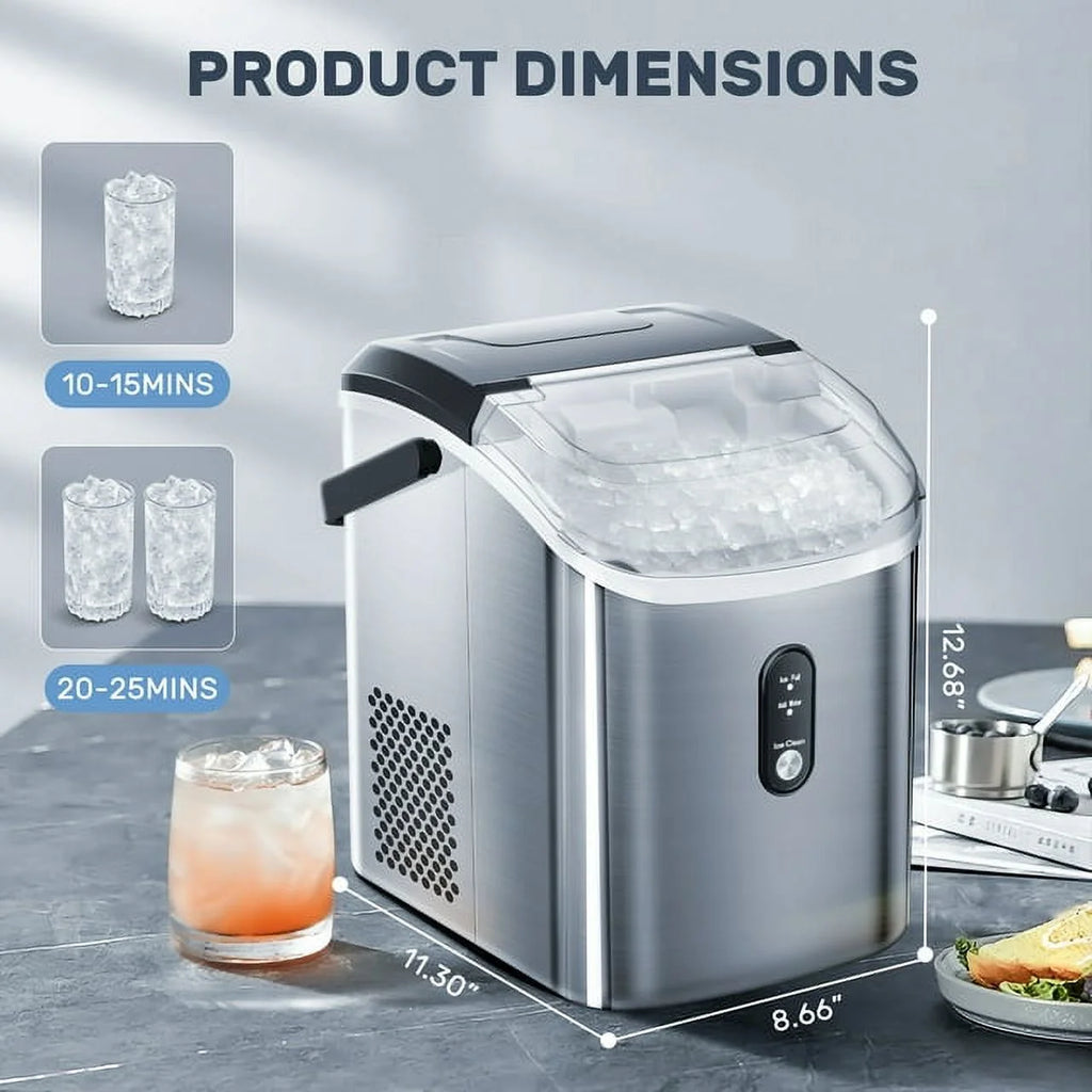 Nugget Ice Maker Countertop with Soft Chewable Pellet Ice, 33lbs/24H, Self-Cleaning, Stainless Steel N692