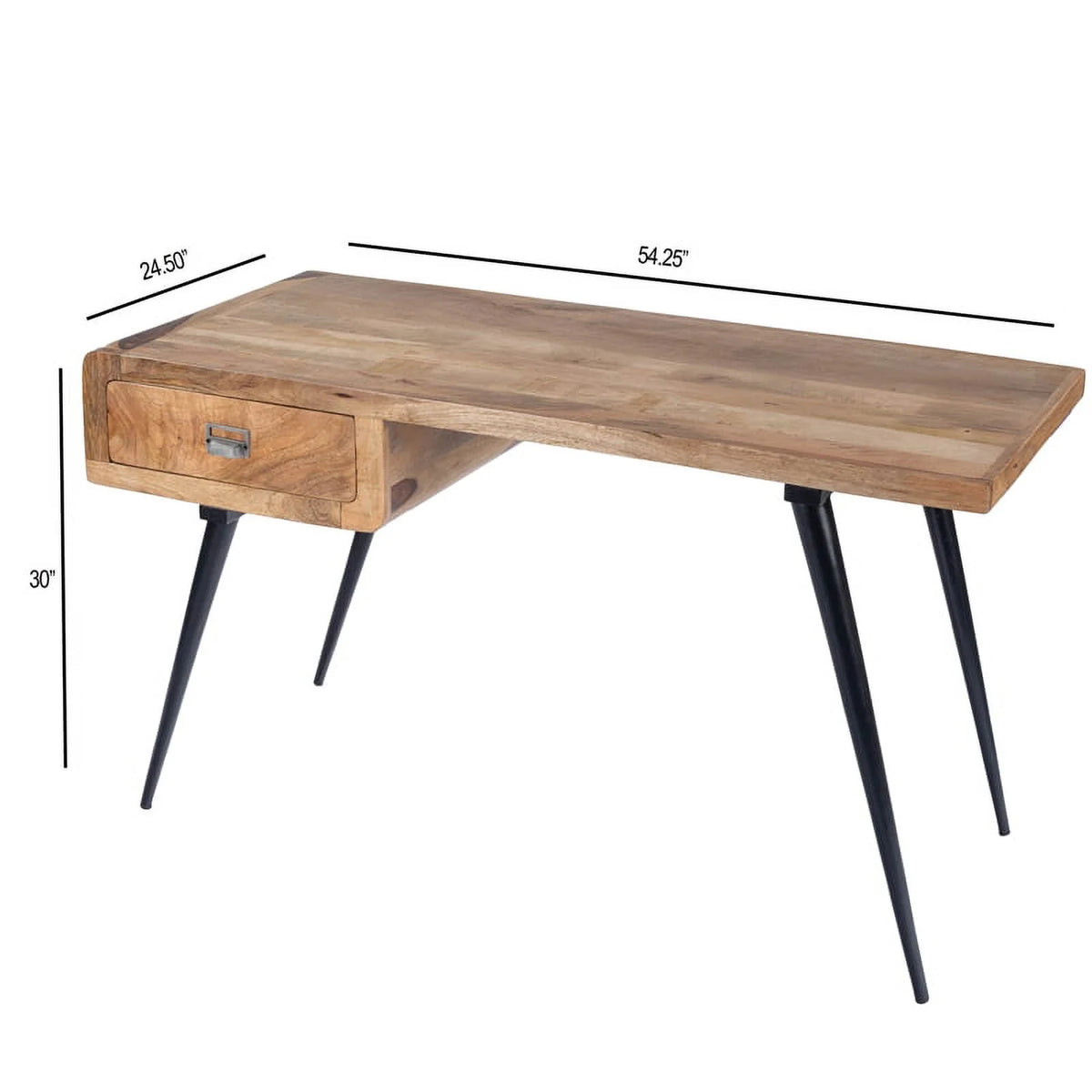 Rustic Industrial Natural Wood and Metal Desk in Brown Y297