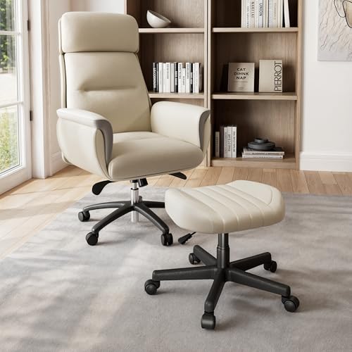 Height Adjustable Beige Foot Stool with Wheels K471967