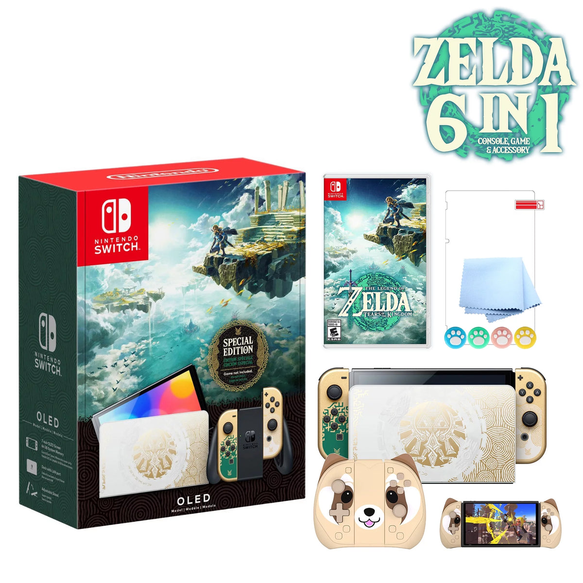 Green & Gold Joy-Con 64GB Console with Dock and Game E768