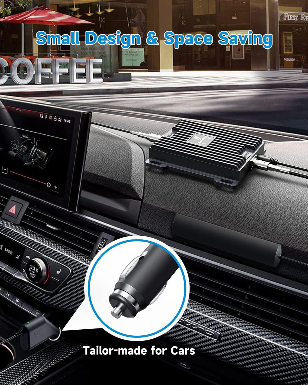Cell Phone Signal Booster for Cars and SUVs with Omni-Directional Roof Antenna X1162