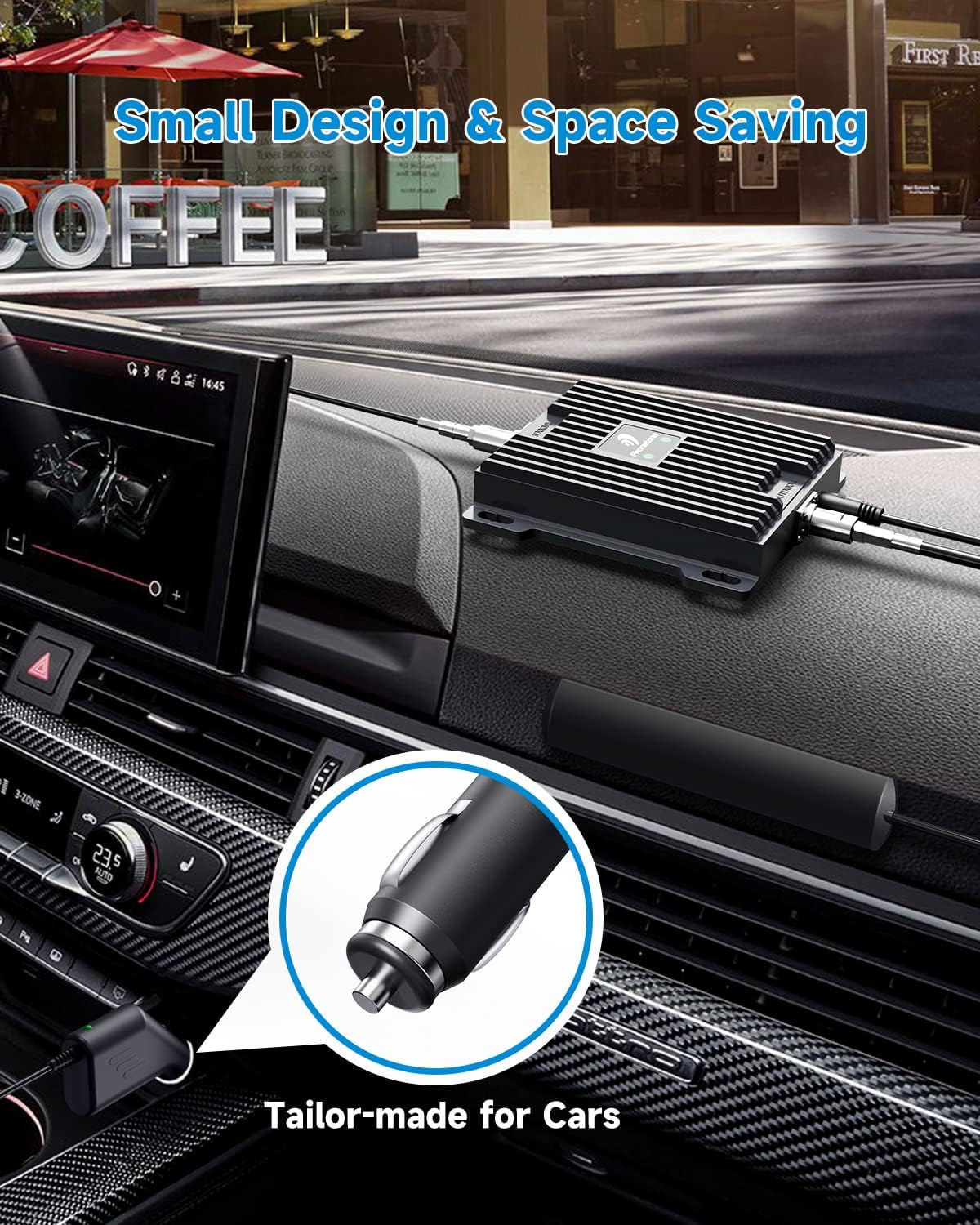 Cell Phone Signal Booster for Cars and SUVs with Omni-Directional Roof Antenna X1162