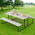 Heavy Duty Folding Picnic Table and Bench White R85852