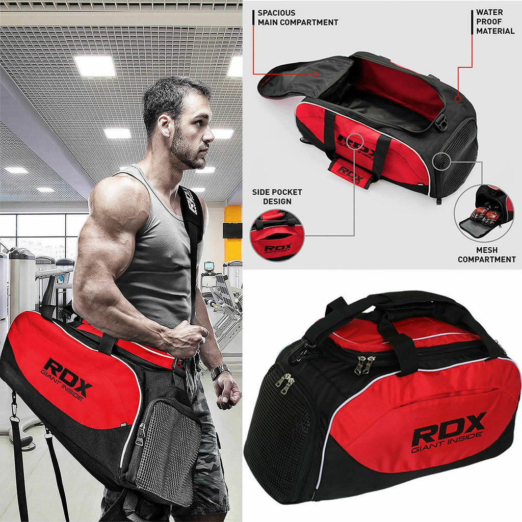 RDX Kit Bag Gym Duffle Sports Holdall Gear MMA Fitness Exercise Equipment Backpack Hiking Luggage Shoulder Sportswear Lightweight Rucksack Handles Running Zipper Travel Carry on Shoe Compartment J2373