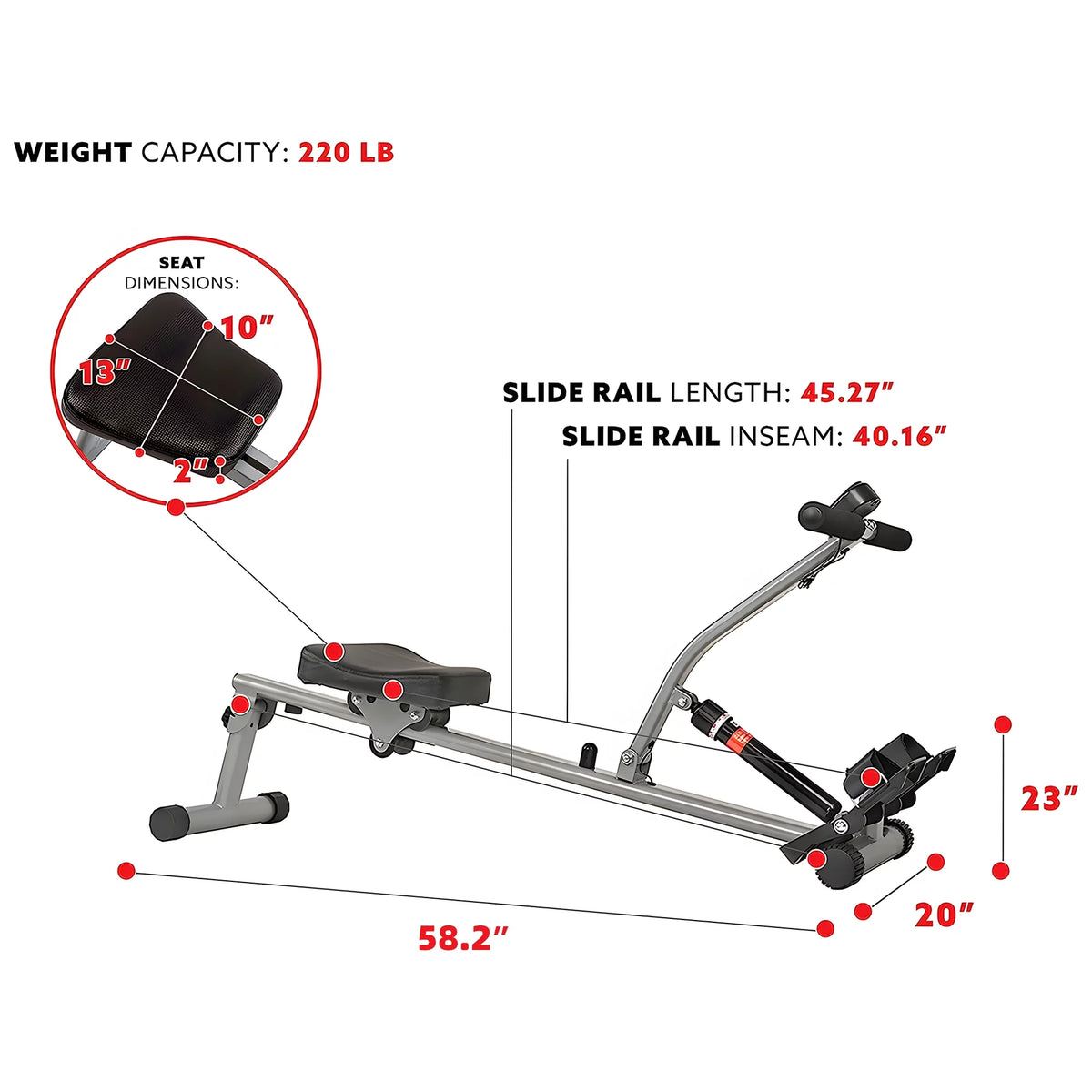 Rowing Machine with Adjustable Resistance and Digital Monitor E777972