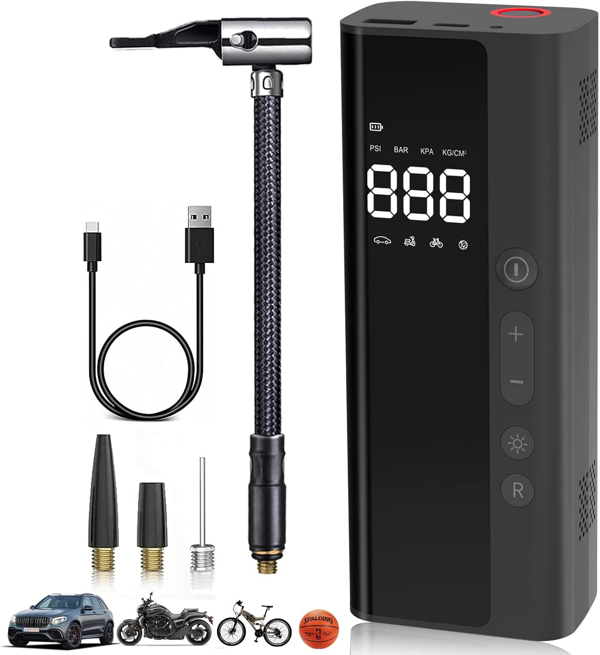 150 PSI Cordless Rechargable Tire Inflator with LED Light, Pack of 2 D108