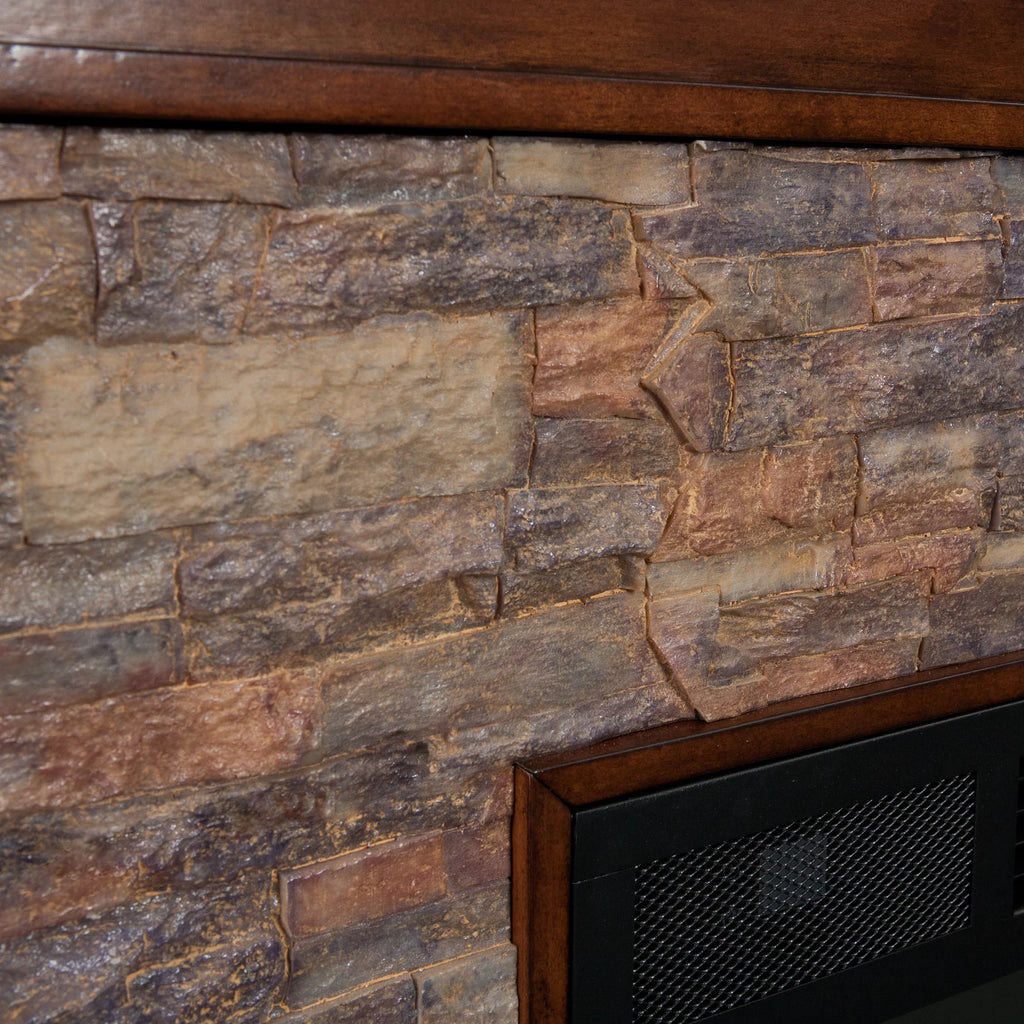 Simulated Stone Electric Fireplace 60 x 35.5 Freestanding V56120