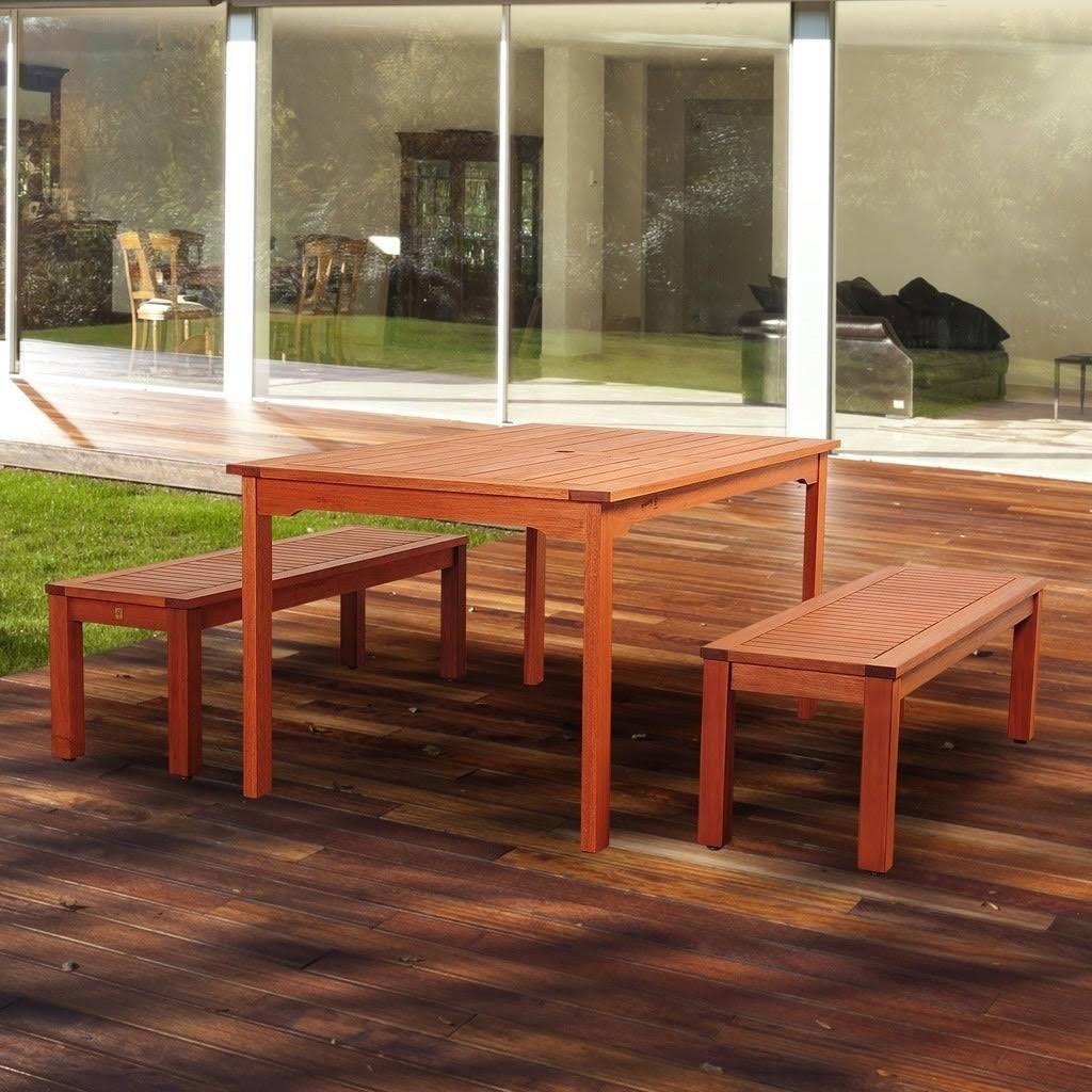 3 Piece Eucalyptus Rectangular Patio Dining Set R45241