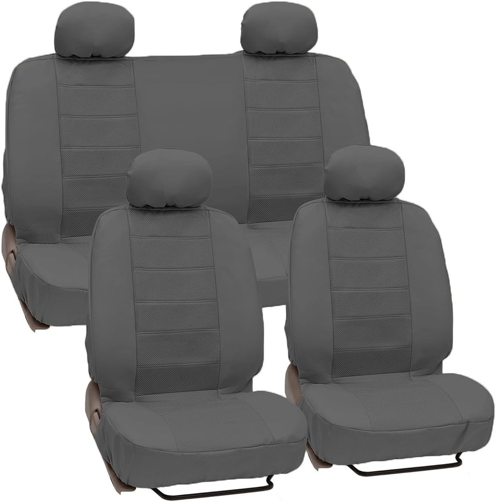 Black Premium Leatherette Car Seat Cover, Front & Rear Set, Pack of 2 F870