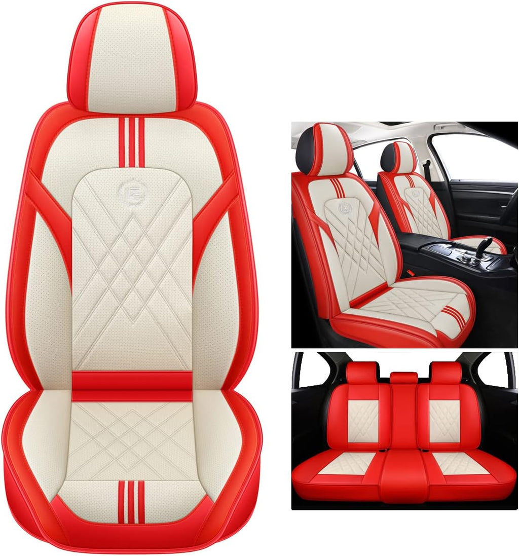 Black & Red Faux Leather Universal Car Seat Covers T961907