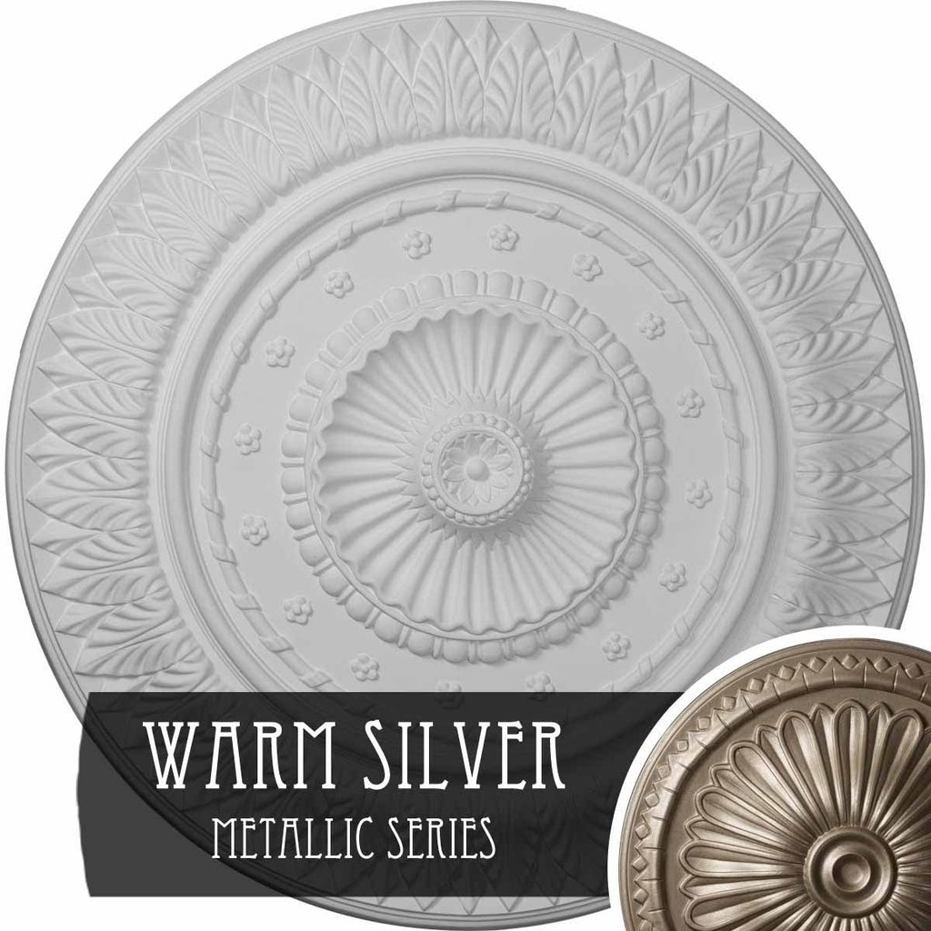 26 5/8x22OD x 2 1/4x22P Hand-Painted Warm Silver Ceiling Medallion F759