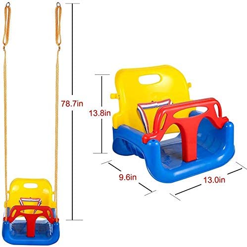 3-in-1 Kids Swing Seat with High Back and T-Bar Light Green X532182