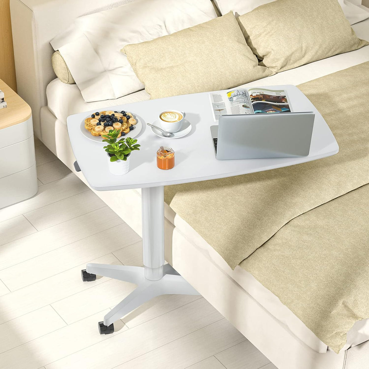 Mobile Standing Desk Height Adjustable Pneumatic Rolling Sit Stand Desk N5745