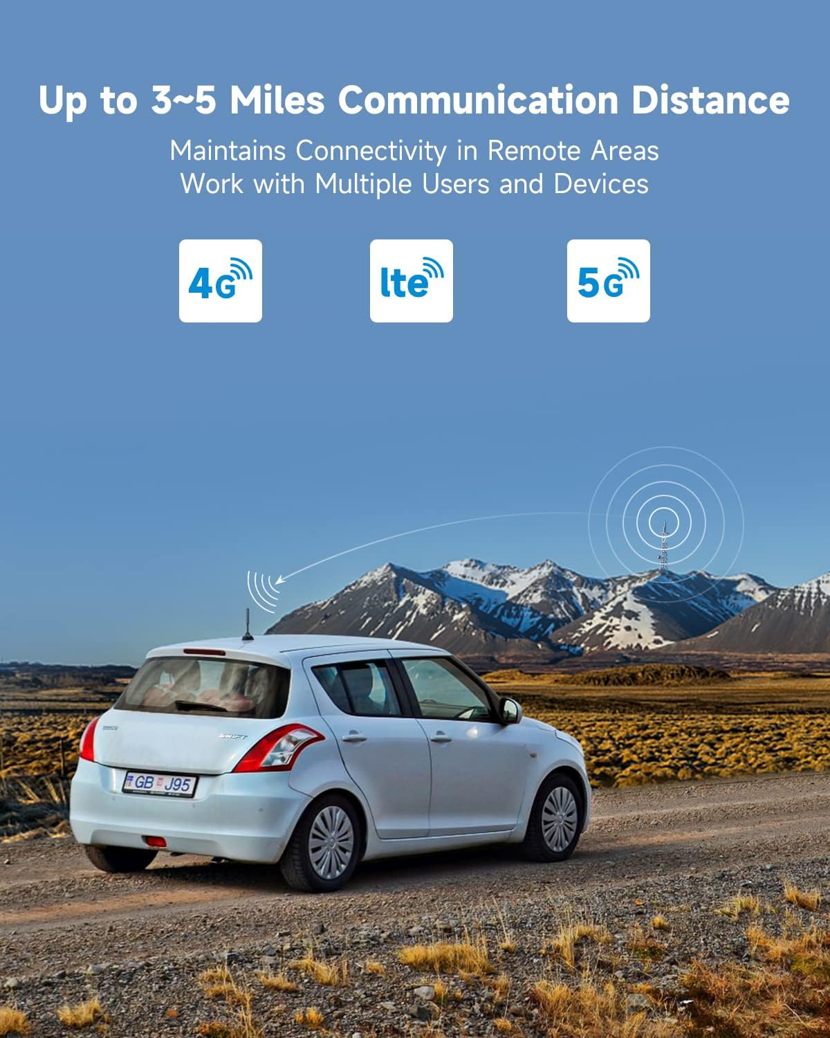 Cell Phone Signal Booster for Cars and SUVs with Omni-Directional Roof Antenna X1162