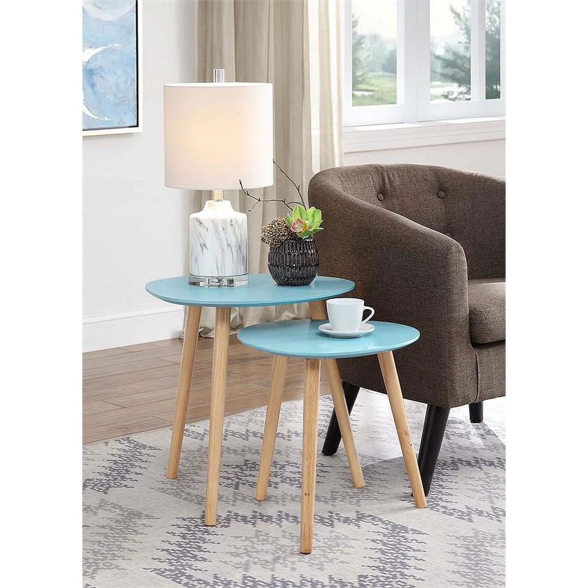 Mint Green Wood Finish Nesting End Tables H4273